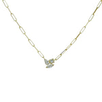 Load image into Gallery viewer, YELLOW GOLD DIAMOND CLUSTER CONTEMPORARY NECKLACE - LONG CHAIN
