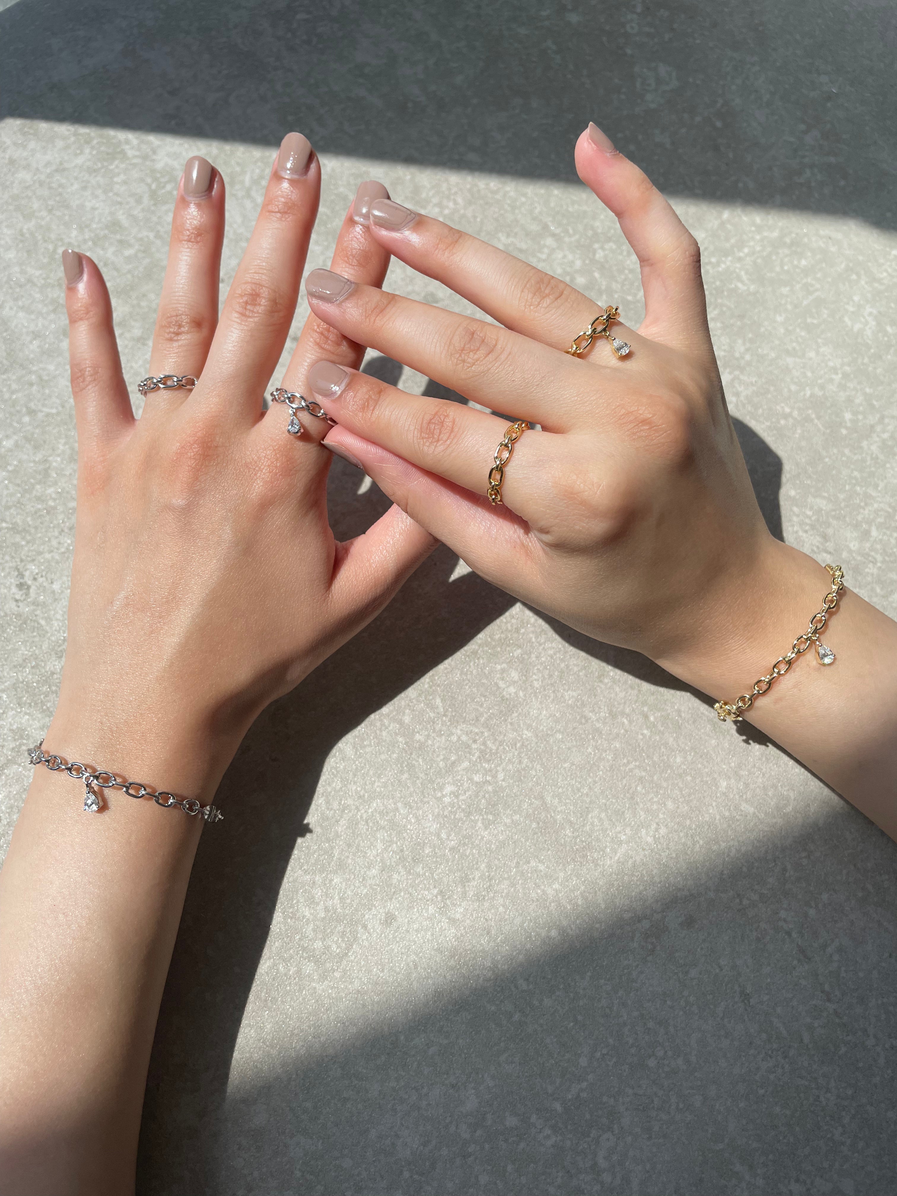 YELLOW GOLD TRAILBLAZER BANGLE WITH PEAR DIAMOND CHARM