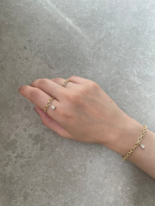 YELLOW GOLD TRAILBLAZER BANGLE WITH PEAR DIAMOND CHARM