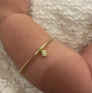 YELLOW GOLD BRACELET WITH DIAMOND CHARM